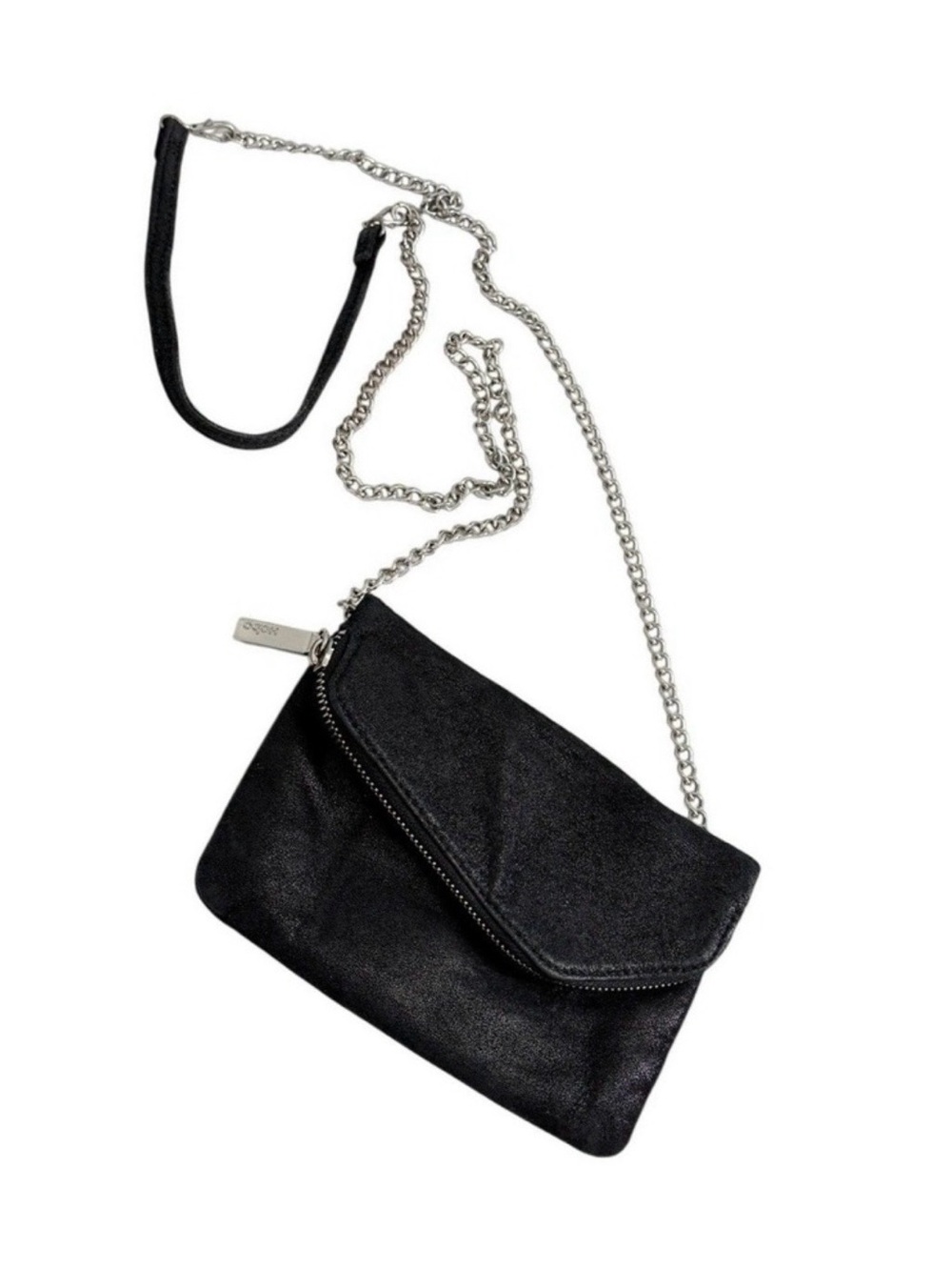 Hobo‎ The Original Black Leather Chain Crossbody Bag Floral Lining Small Clutch